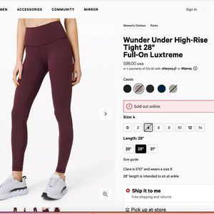 LuluLemon Leggings- Wunder Under, Cassis Color, 4